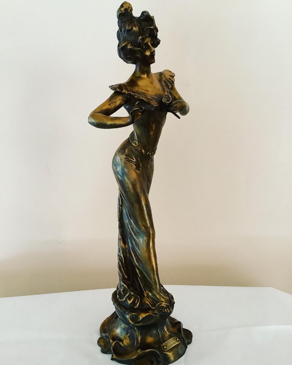 Sculpture  Art Nouveua “ La Coquette” Desire Grisard Epoque 1900 Paris-photo-2